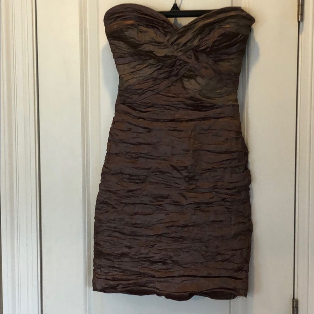 BCBG MINI DRESS SHIMMER BRONZE PUETER MAUVE SMALL